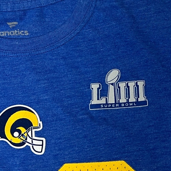 Todd Gurley Super Bowl Los Angeles Rams NFL Football Tshirt Mens - Picture 4 of 5